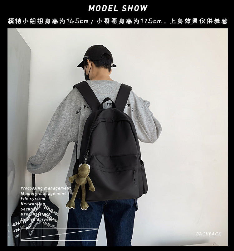 Large Backpack Universal Trendy Cool Backpack Men's Korean Style Simple Campus Computer Schoolbag College Students' Leisure Travel Bag