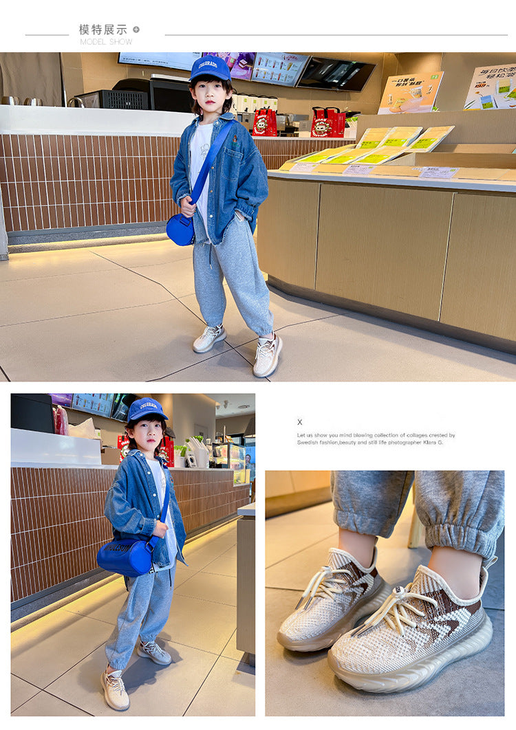 Children's Coconut Shoes 2025 Autumn Styles Boys Sneakers Breathable Mesh Shoes Fly Weaving Girls Casual Shoes Soft Sole baby