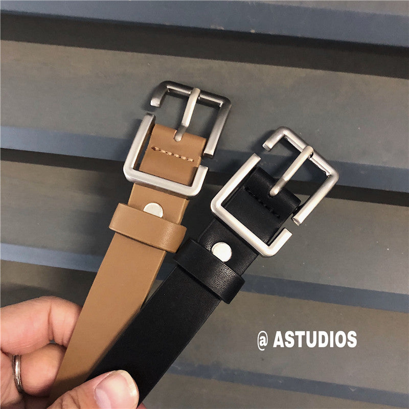 Internet Popular Casual Trousers Thin Belt Men's Korean Style Young Men's PU Leather Small Belt ns Style All-match Belt Decoration
