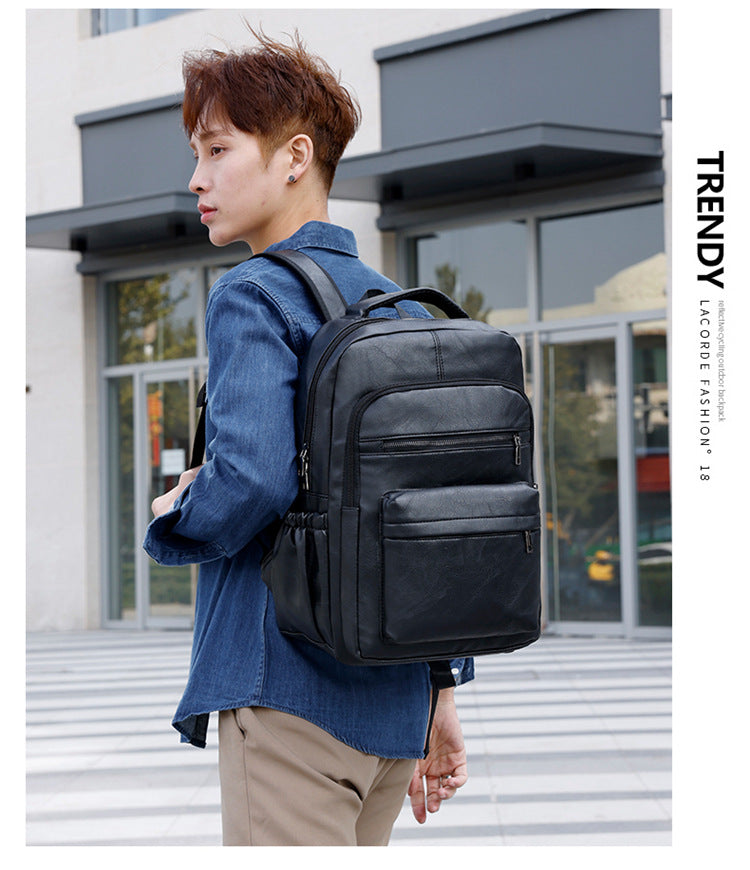 Fashion Versatile Retro Men's Backpack Cross-Border New Pu Casual Backpack Large Capacity Multifunctional Travel Backpack