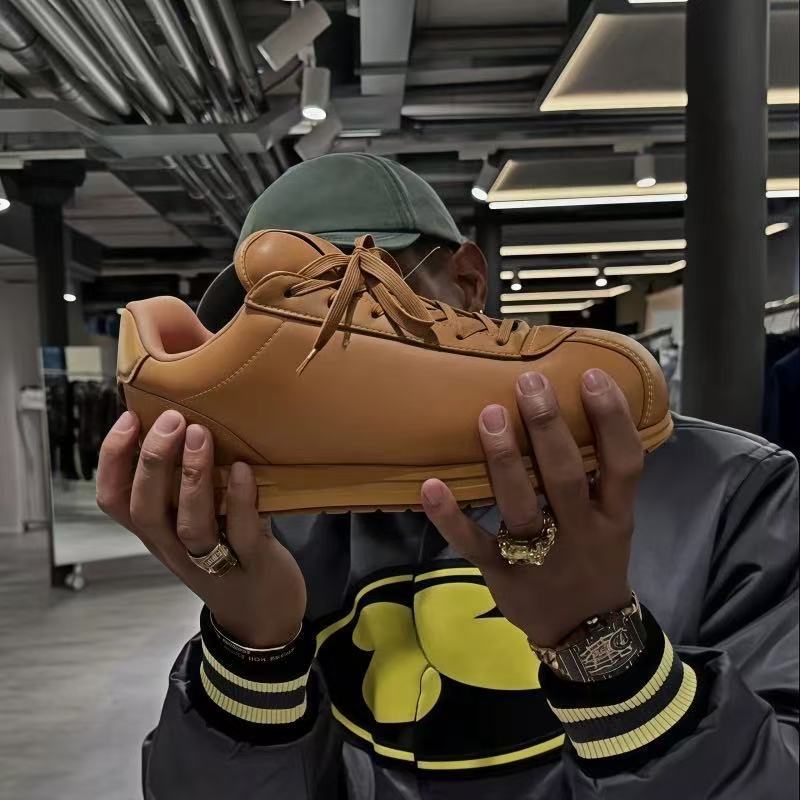 High Version 2025 Bread Shoes Genuine Leather Thick-Soled Forrest Gump Shoes Bullet Shoes Men and Women Same Style Couple Shoes Casual Sports Shoes
