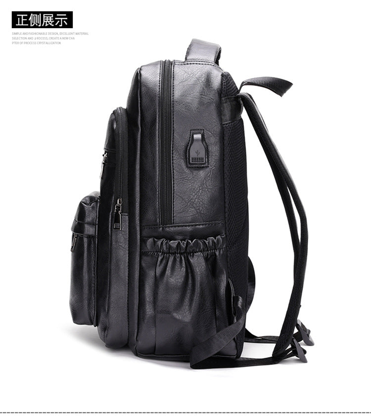 Fashion Versatile Retro Men's Backpack Cross-Border New Pu Casual Backpack Large Capacity Multifunctional Travel Backpack
