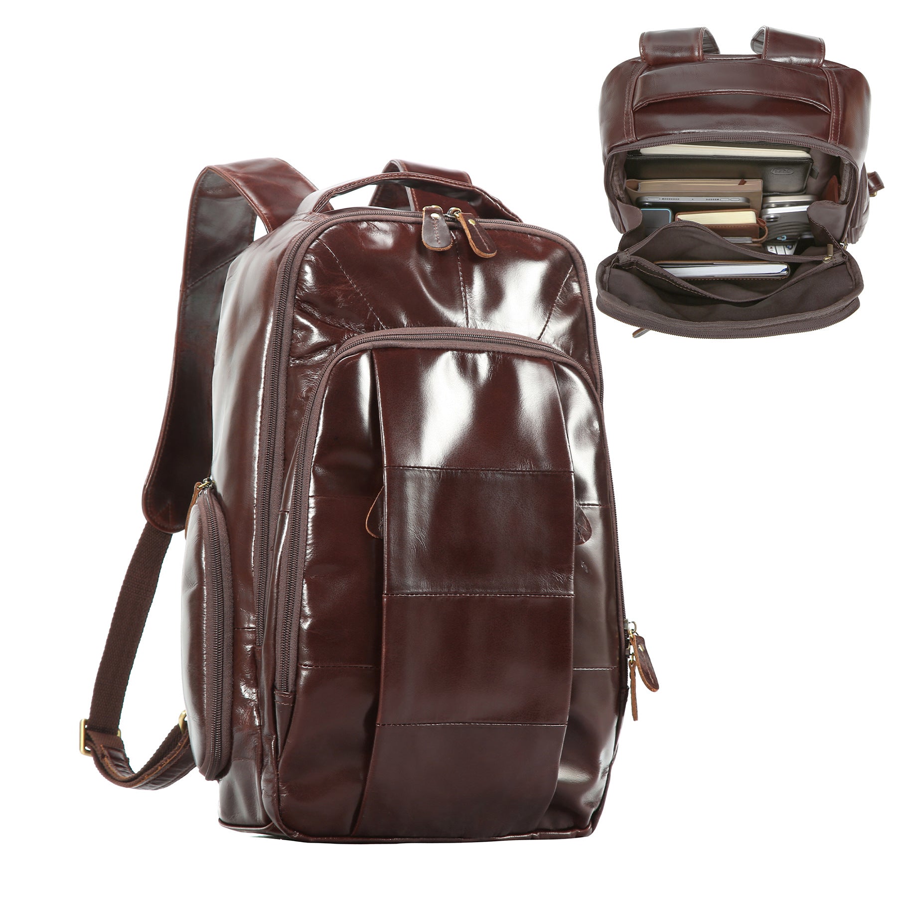 2025 New Oil Wax Leather Backpack European Style Business Backpack Commuting Casual Men's Bag Cross-Border Hot Selling Men's Bag
