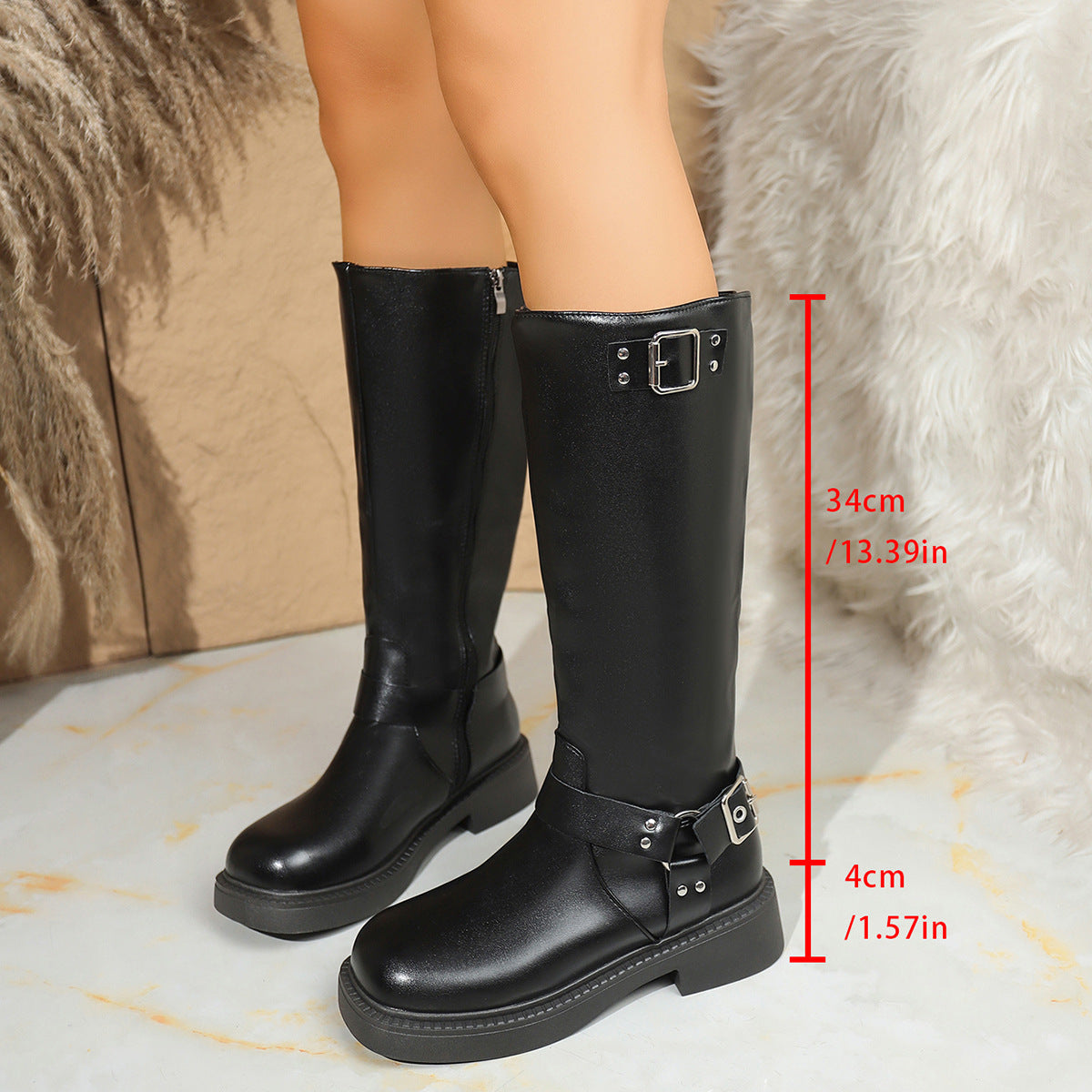 New British Autumn and Winter Chimney Women's Boots Thick High-Heeled Knight Boots Amazon Foreign Trade Style Temperament Commuting