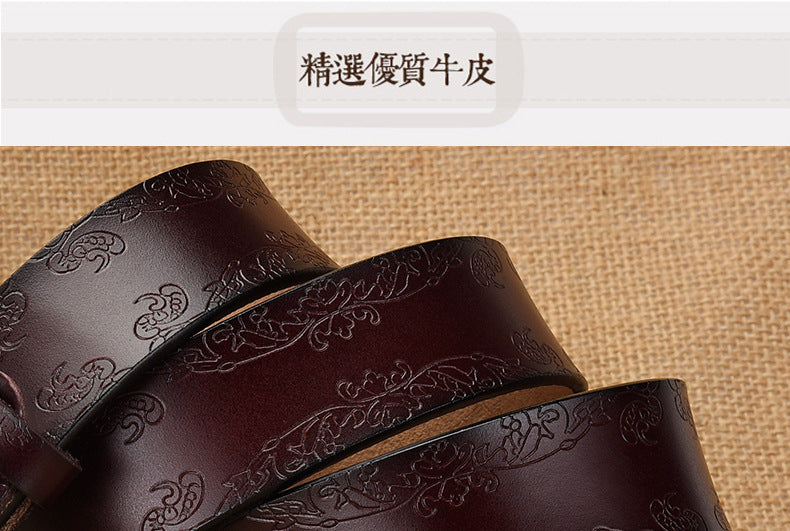 Cross-border European and American Women's Retro Belt Embossed Pattern Pin Buckle Belt Women's Ins Style All-match Simple Casual Pants Belt