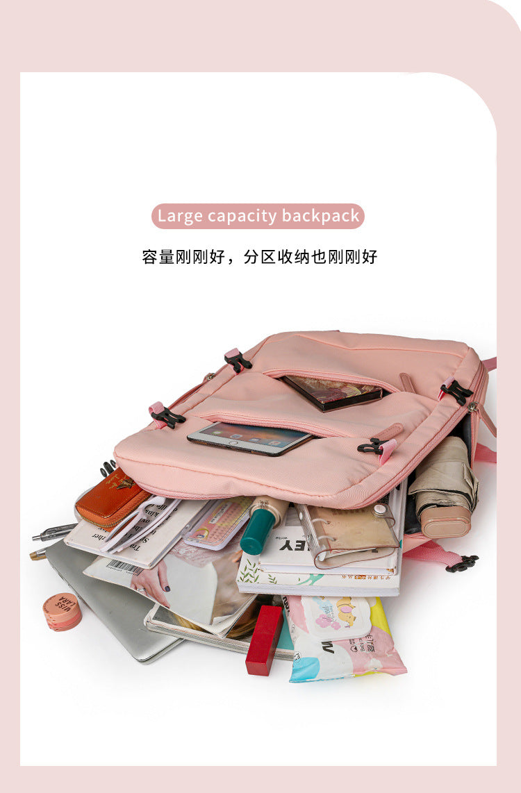 Backpack, Large-Capacity School Bag, College Girl's Computer Bag, Oxford Cloth Backpack, Multi-Functional Backpack