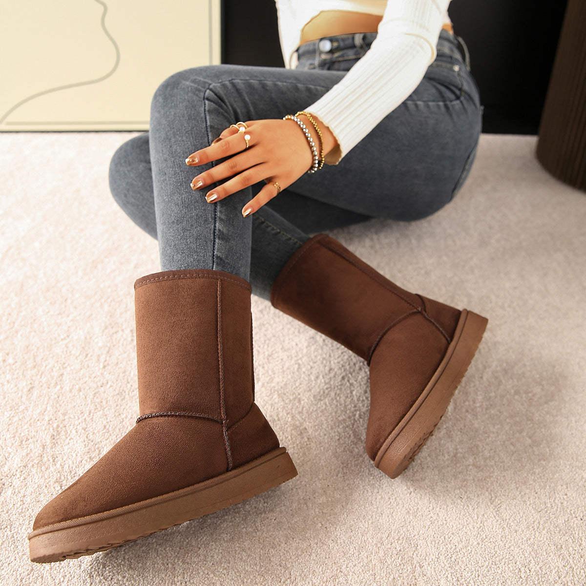 Foreign Trade Cross-Border Snow Boots for Women 2025 Winter New Women's Shoes Fleece-Lined Thickeneded Warm Cotton Shoes for Women Autumn and Winter Cotton Boots for Women