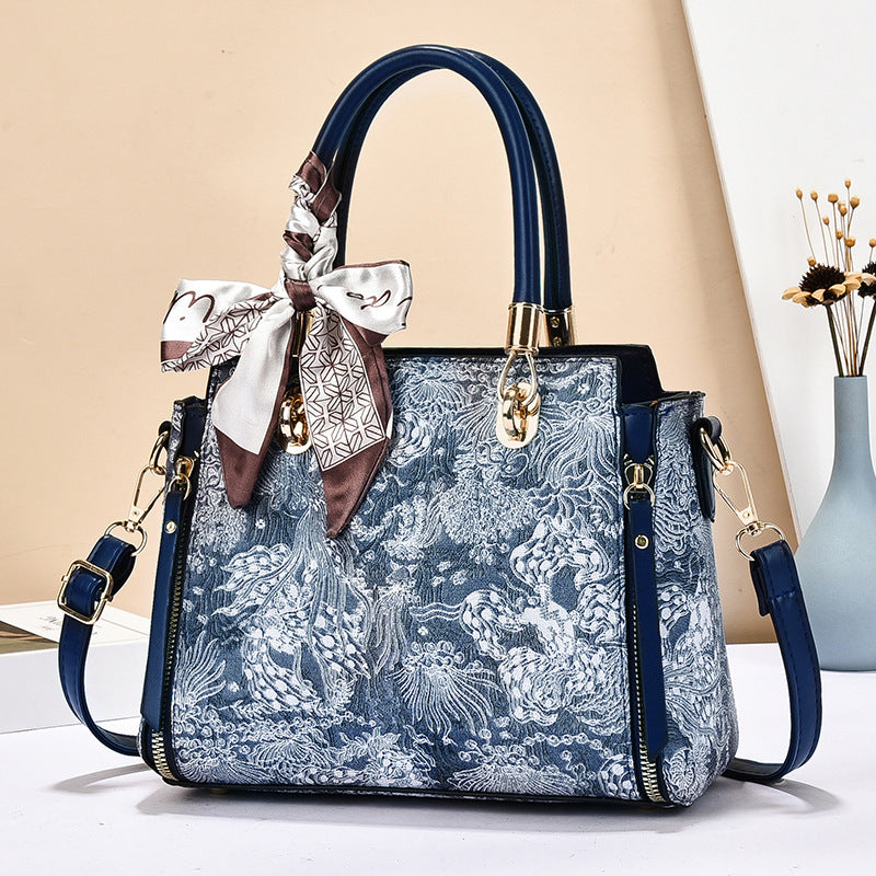 Bags for Women 2025 New Style Embroidered Printing Large Capacity Cross-Border Style Single Shoulder Crossbody Quality Women's Bag Foreign Trade
