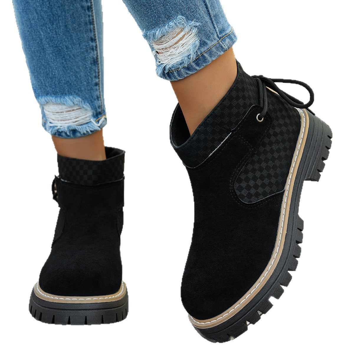 Amazon European and American Cross-Border Large Size 36 to 43 Autumn and Winter Beautiful Versatile Thick Heel Suede Side Zipper Fashion Boots Wholesale