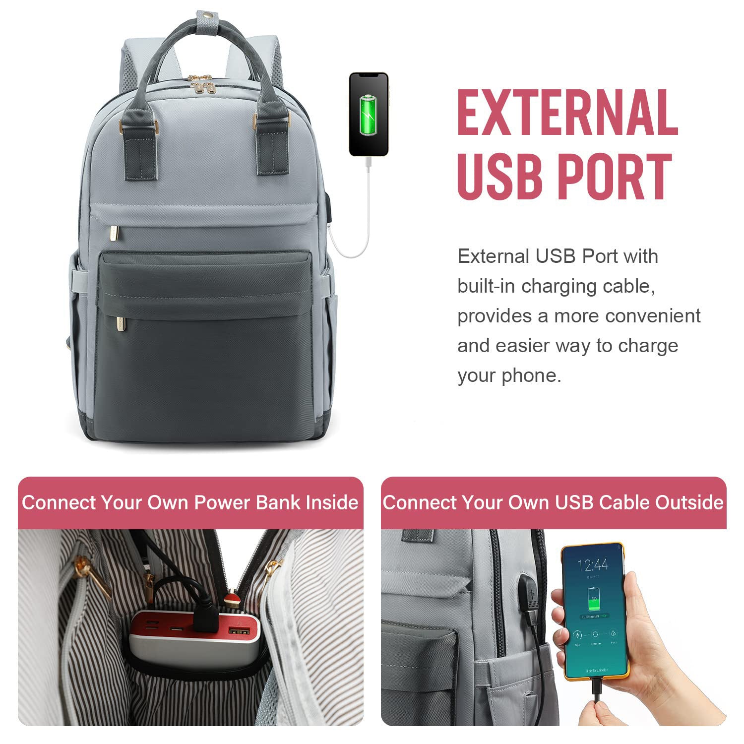 2024 New Cross-Border Girls Backpack Fashion Large Capacity Laptop Bag Portable Travel Backpack School Bag