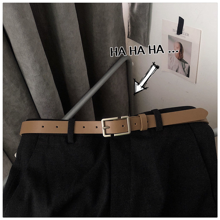 Internet Popular Casual Trousers Thin Belt Men's Korean Style Young Men's PU Leather Small Belt ns Style All-match Belt Decoration