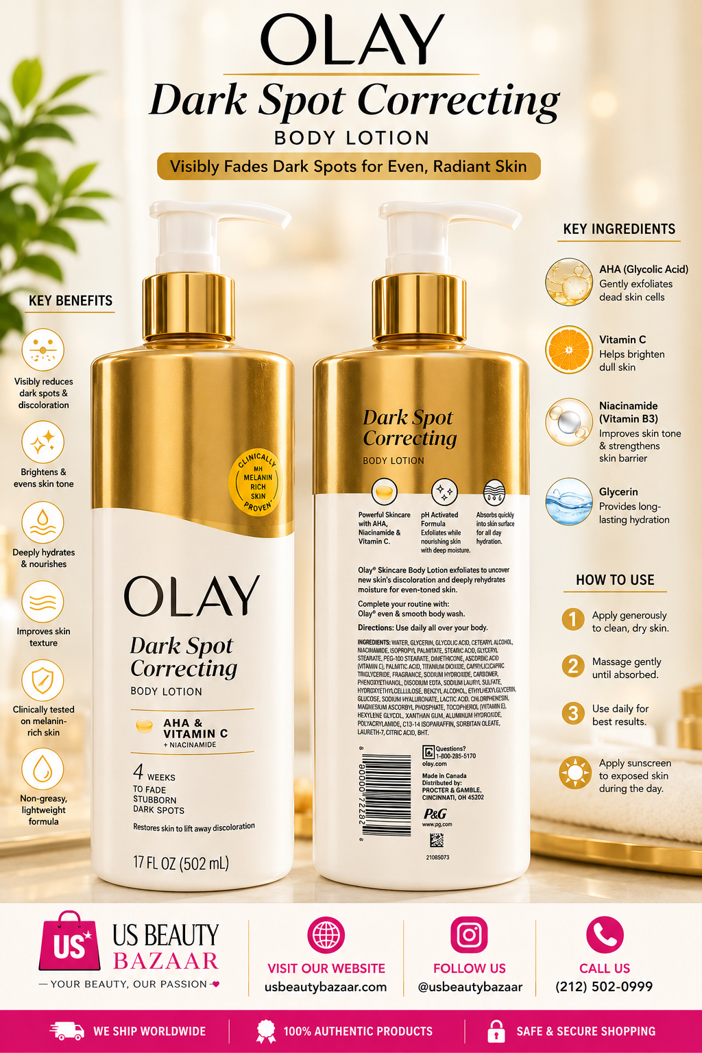 Olay Dark Spot Correcting Body Lotion (17 fl oz / 502 mL) Vi - Premium Beauty Product