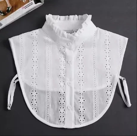 Fashion 2025 Front Tie White Fake Collar for Women Stand Detachable Collar Fake Girls Vintage Lace Ladies False Blouse Collar
