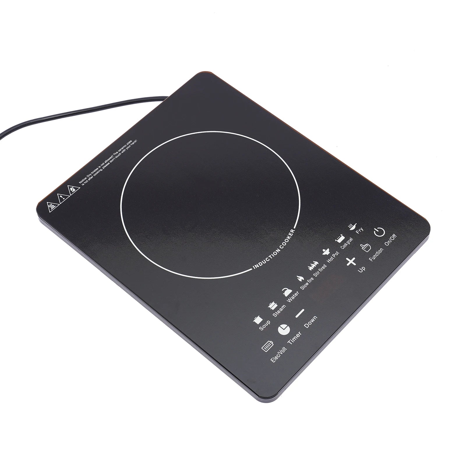 750W Electric Induction Cooker Glass PP Body 8 Presets Temp Adjustable for Dorm RV Home Restaurant & Hot Pot Use