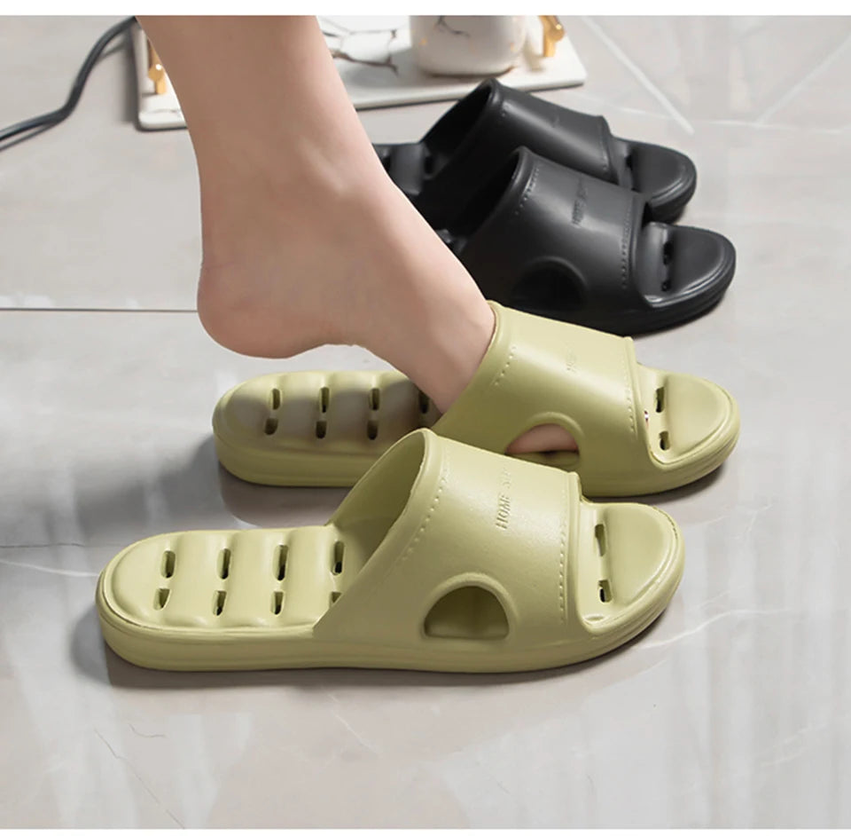 Unisex EVA Non Slip Soft Bottom Leaking Shower Man Woman Home Slippers Punching Bathroom Quick Drying Slipper