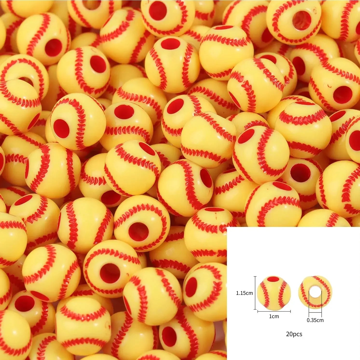 20/50Pcs Sport Basketball Baseball Tennis Beads Spacer Acrylic Beads For Making Bracelet Necklace DIY Craft Jewelry Supplies