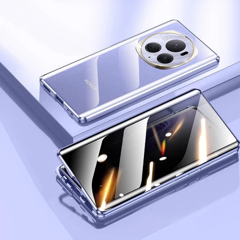 Protect Anti Peeping Privacy Double Sided Tempered Glass Phone Case For Redmi Note 12 13 14 Pro Plus 5G Metal Magnetic Cover
