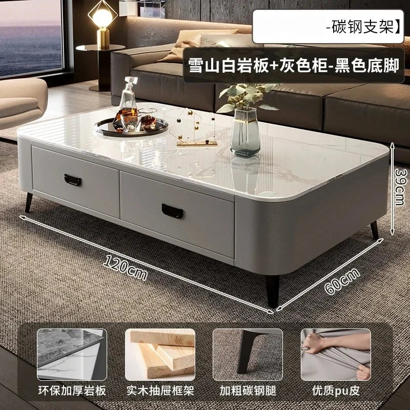 Luxury Marble Effect Coffee Tables Modern Design Square Storage Coffee Tables Minimalist Aesthetic Stolik Kawowy Home Furniture