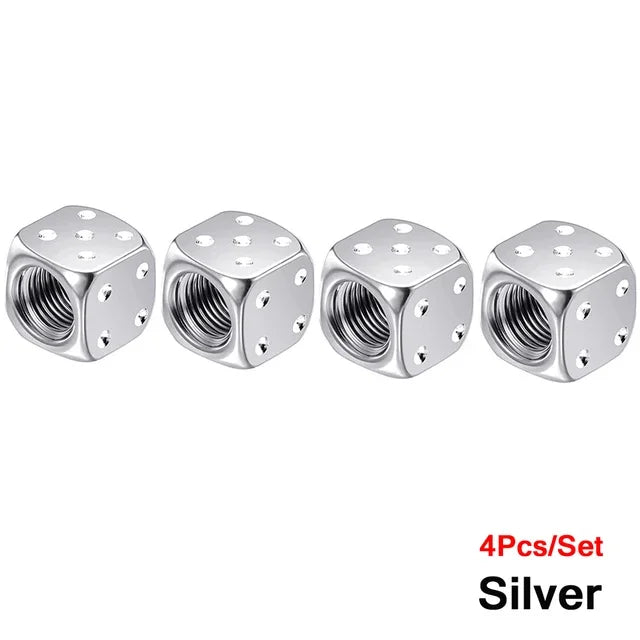 Aluminum Dice Tire Valve Caps Dustproof Car Truck Motocycle Bike Dice Wheel Stem Tyre Tire Wheel Stem Air Valve Dust Cap Cover