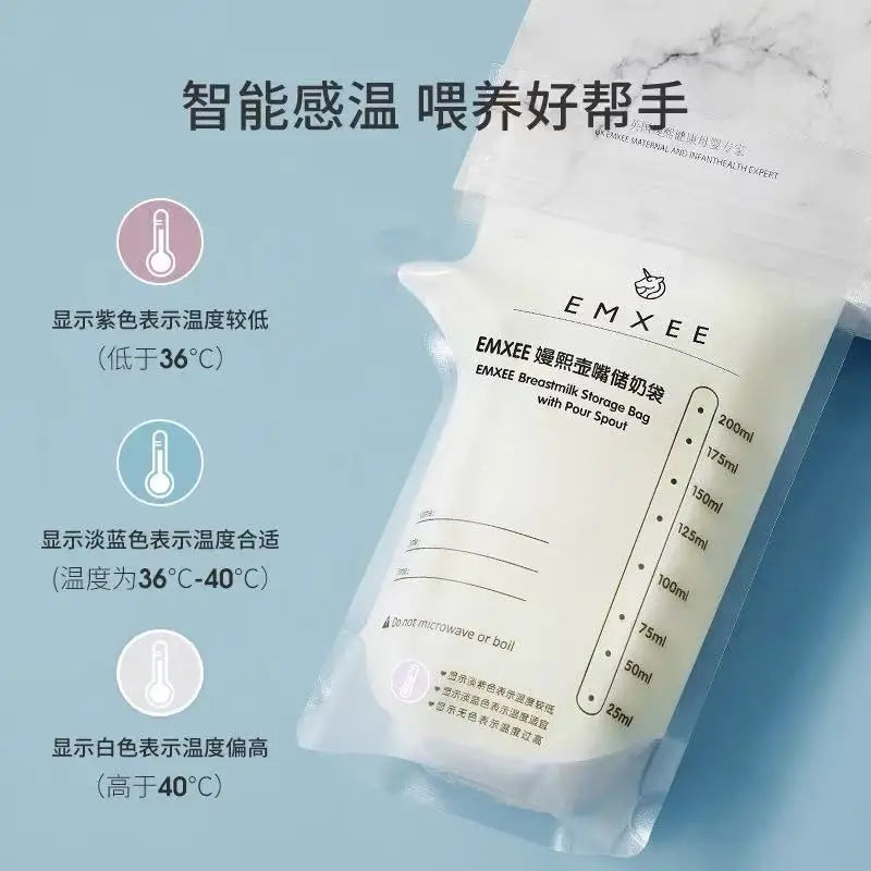 60pcs/30pcs Breast Milk Storage Bags Sterilized Leak Proof Pouches Disposable Breastmilk Storage Freezing Temperature Indicator