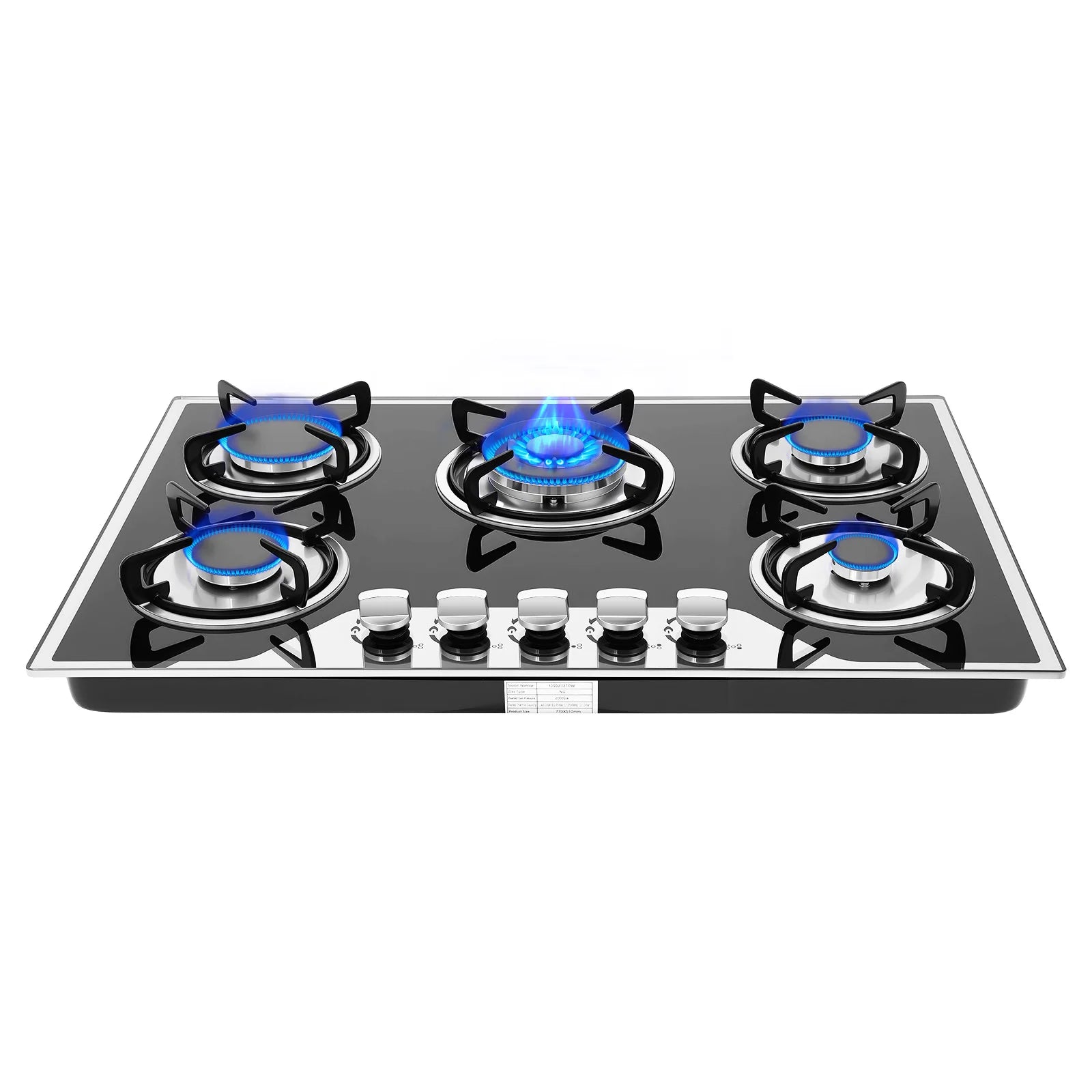 5 Burners Built-in Gas Stove, Dual Fuel NG/LPG Convertible Gas Hob, Oversized Cooking Surface 30.31*20.08” for Home Kitchens, Restaurants