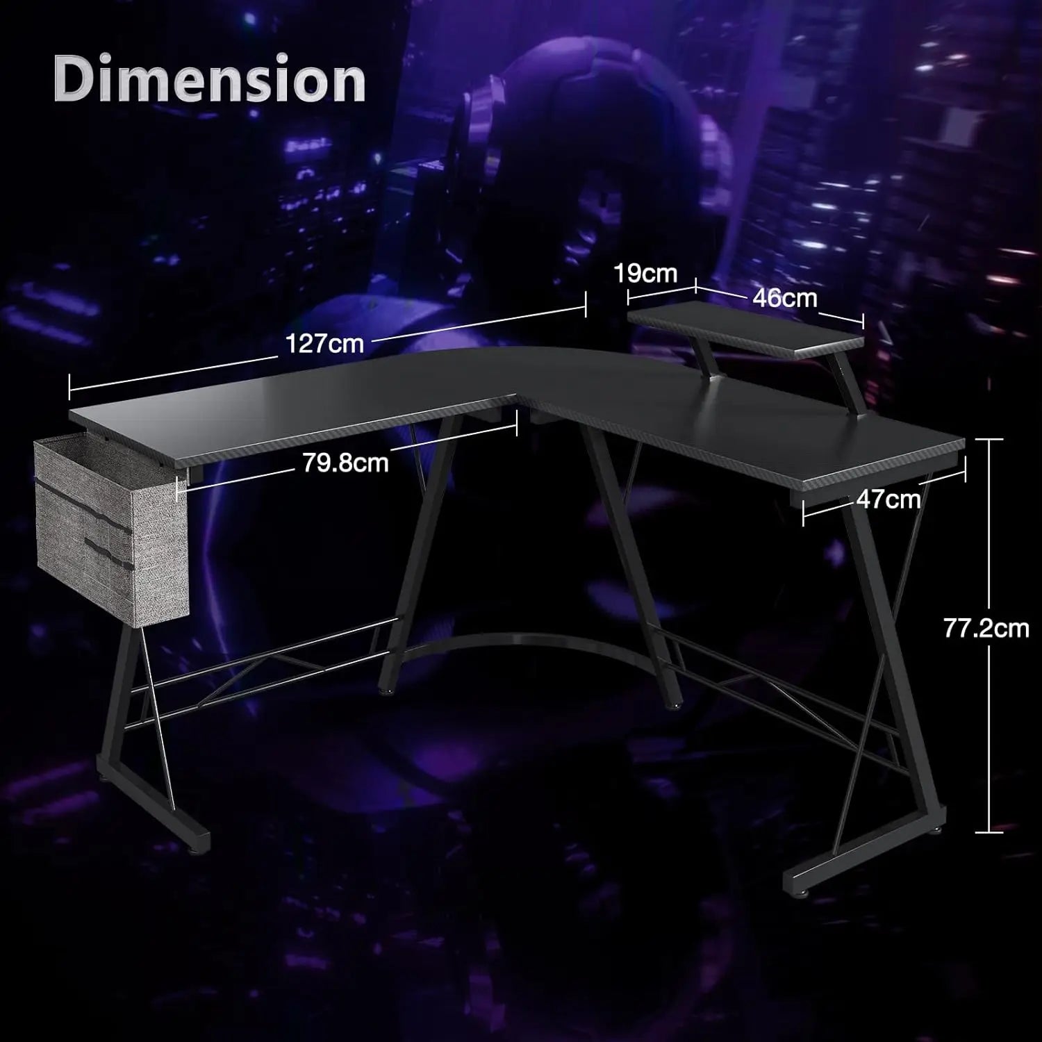 Coleshome Gaming Table, 127x127 cm Gaming Desk Corner Desk for Gamers, Desk L