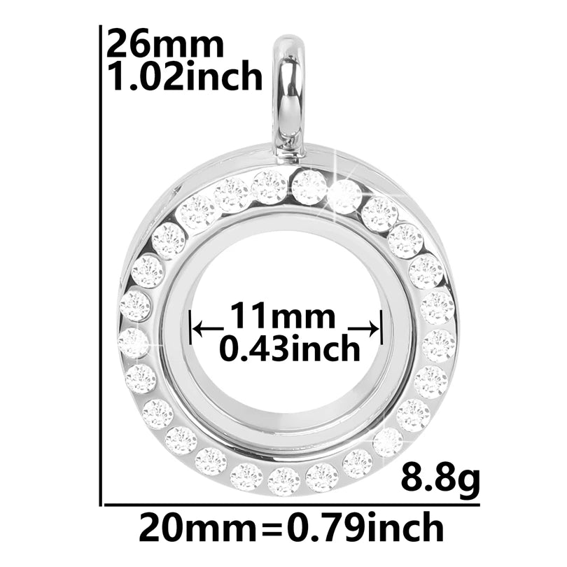 1Pc Punk Heart Round Memory Reliquary Photo Medaillon Pendant Glass Geometric Cremation Ashes Floating Locket кулон Jewelry