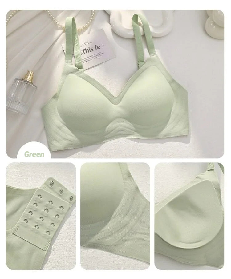 Small Breast Seamless Bra Women'S Push-Up Comfortable Non-Underwire Soft Support Closed Underwear For Women With Breasts No Rims