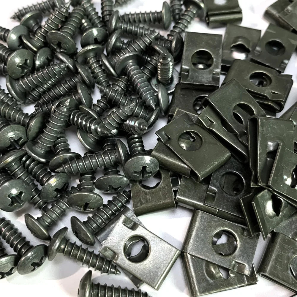 Car Fastener Clip U-Type Metal Screw Clips Kit for Undertray Splash Shield Guard Bumper Screws Auto Engine Cover Car Accessories
