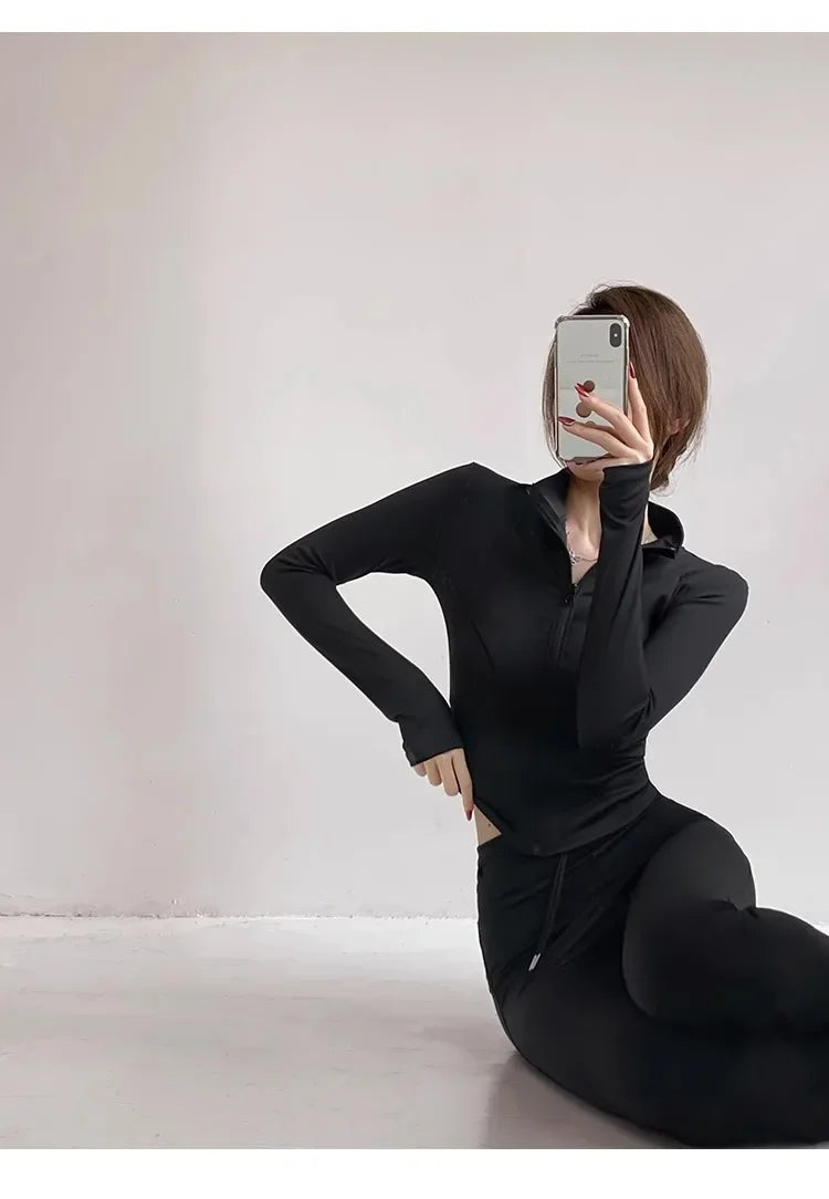 Sun Quick Drying Sports Coat Women's Tight Top Yoga Jacket Long Sleeve Zipper Jacket Running Fitness Women's Jacket S-3XL