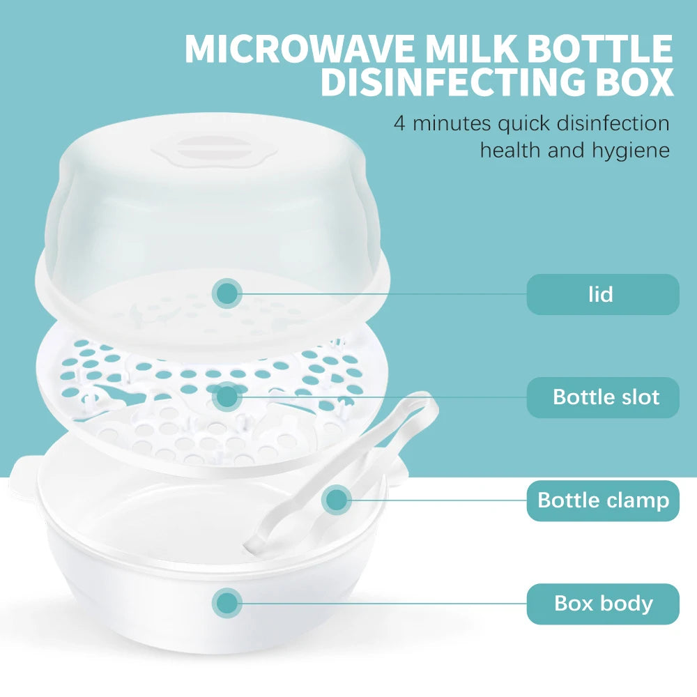 Microwave Steam Sterilizer for Baby Bottles Temperature Nipple Sterilizer Bottle Holder Storage Box Baby Bottle Warmer BPA Free