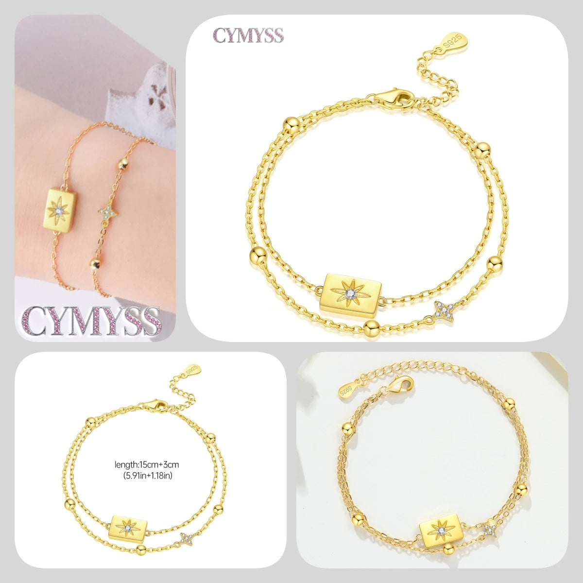 Original 925 Sterling Silver Zirconia Tennis Chain Bracelet for Women Adjustable Gold Color Hot Sale Ideal Birthday Party Gifts