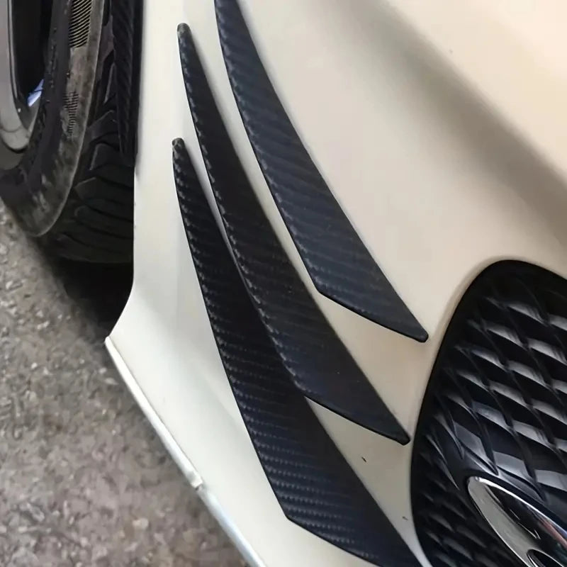 6pc Universal Car Modification Wind Knife Carbon Fiber Pattern Bumper Diffuser Splitter Fins Body Spoiler Canards Exterior Parts