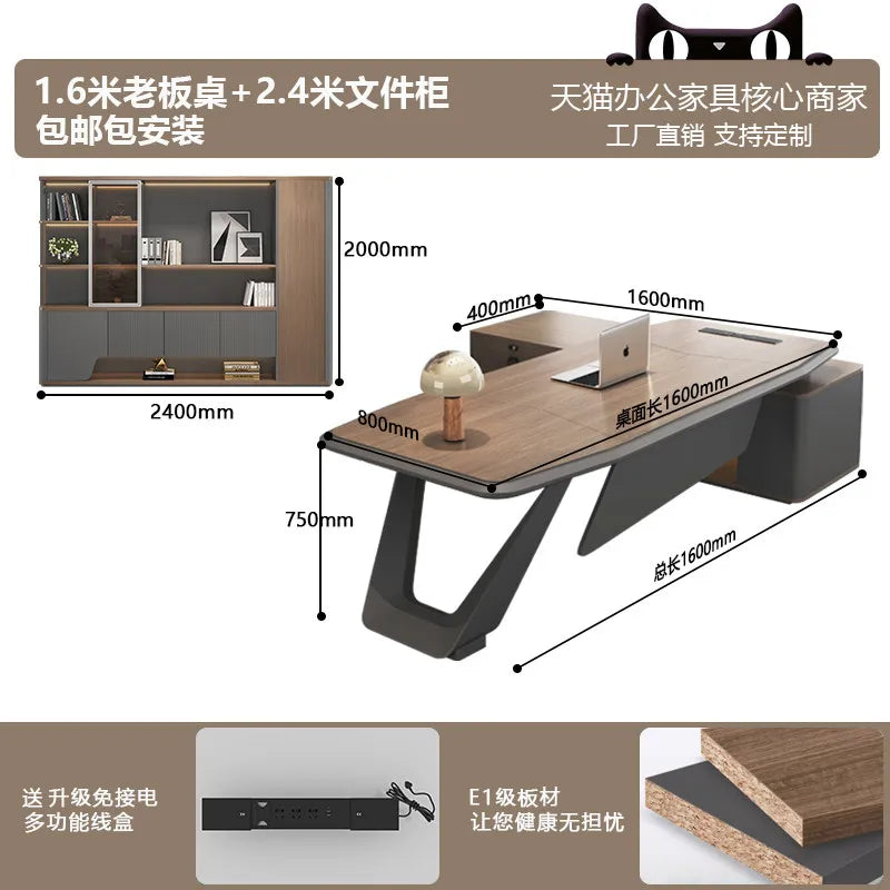 European Modern Office Desk Wooden Computer Gaming Decoration Drawer Office Desk Luxury Storage Meuble Bureau Home Furniture