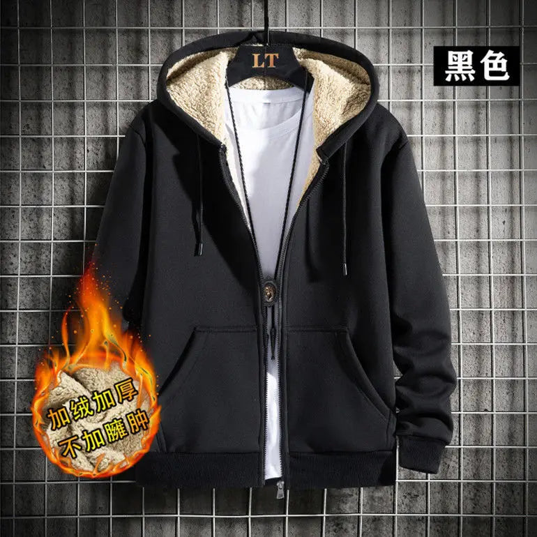 2025 Winter Windproof Hoodie - Men's Sherpa Lined Sweatshirt Thermal Zip Up Outerwear Streetwear S-5XL