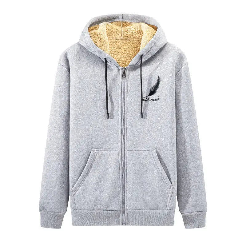 2025 Winter Windproof Hoodie - Men's Sherpa Lined Sweatshirt Thermal Zip Up Outerwear Streetwear S-5XL