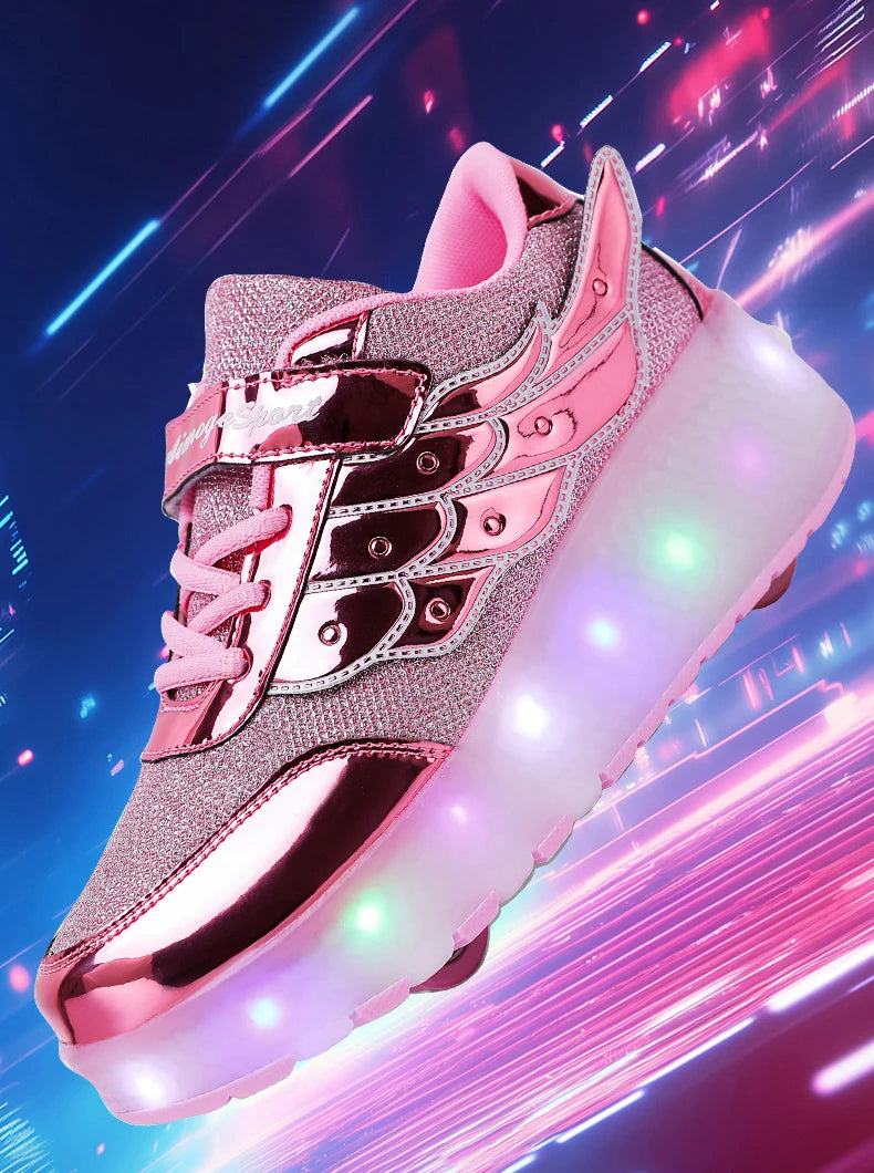 Sneakers Roller Shoes Outdoor Deformation Parkour Skates Dual-Use Children Girls Boys Adult Men Women Unisex Roller Skates