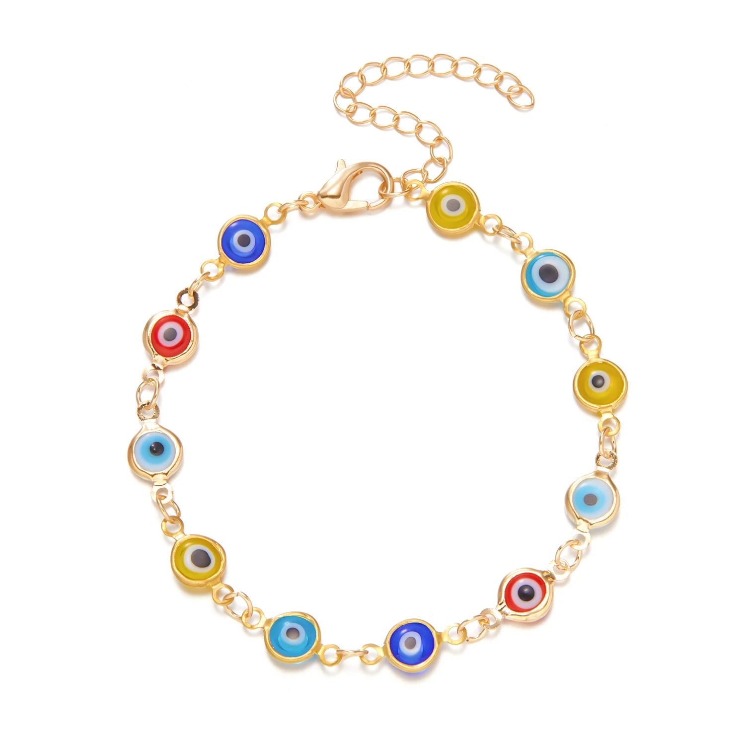 Clearance_Lucky Turkey Evil Eye Bracelet For Women Men Colorful Red Blue Eye Adjustable Metal Chain Bangles Good Luck Wealth Jew