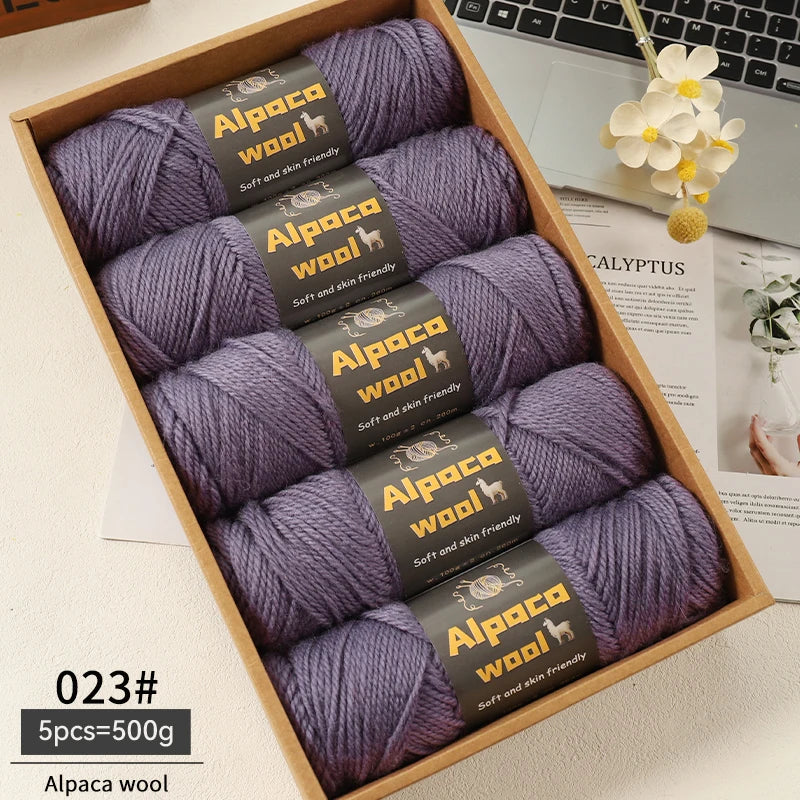 500g Alpaca Wool 245 Chunky Knitting Yarn Multi-Color Autumn and Winter Fashionable Gift for Men and Women DIY Knitting Material Kit for Warm Sweaters, Coats, Scarves, Hats, Gloves, Leg Warmers, Knee Pads Yarn Balls 5Pcs/Pack