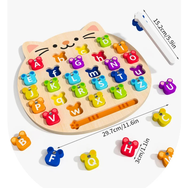 Colorful Alphabet Number Wooden Puzzles Kids Intelligent Matching Game Preschool Children Early Educational Toys