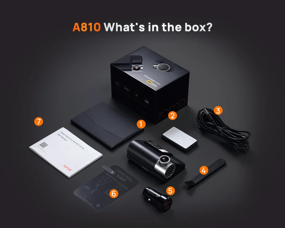70mai 4K Dash Cam A810 Front Rear Set Suppor 4G Module LTE UP04 Remote Control GPS ADAS Car DVR 70mai A810 Car DVR