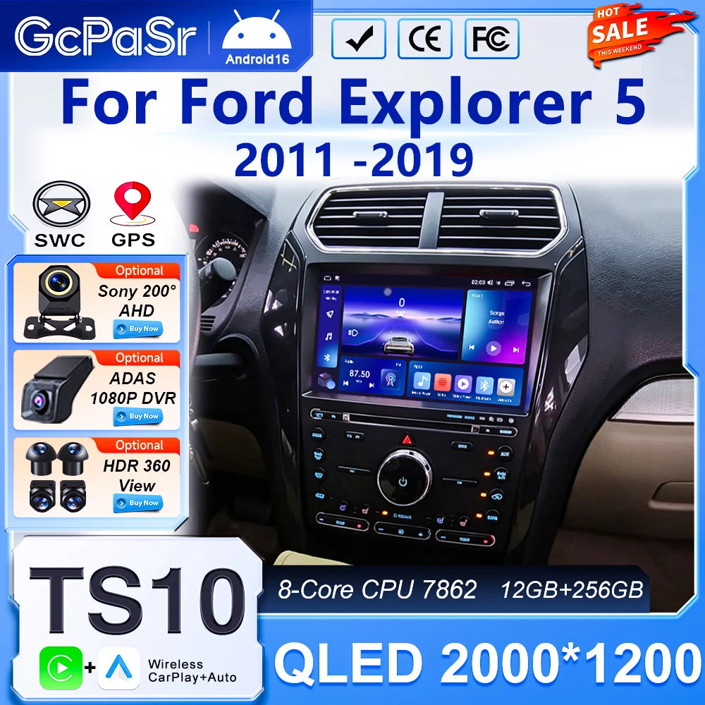 Auto Radio Android 16 For Ford Explorer 5 2011 -2019 Car Multimedia Player Navigation Stereo GPS No 2Din DVD Head Unit  Dash Cam