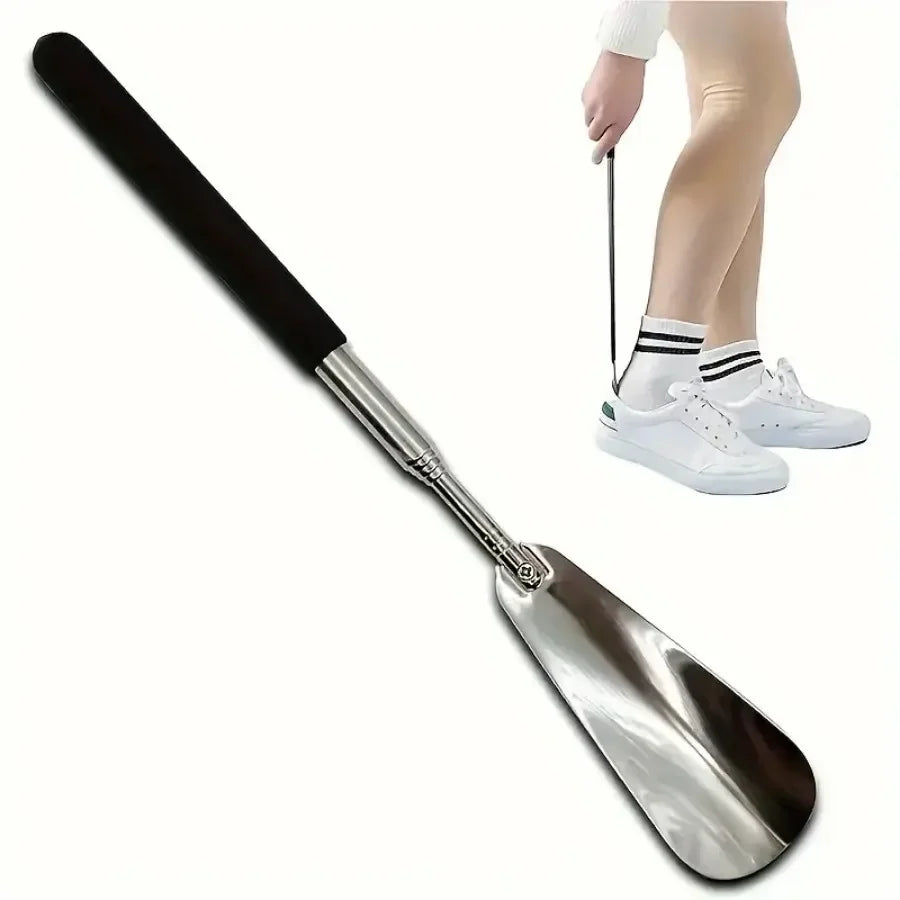 1PC Retractable Stainless Steel Elderly Shoe Puller, Shoe Assistant, Suitable for Both Men and Women, Schoenlepel, Shoe Horn