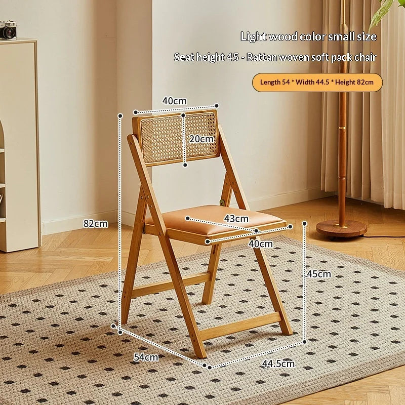 Foldable Wooden Bar Stool High Counter Stool Rattan Back Modern Minimalist Kitchen Island Breakfast Bar Dining Room Furniture