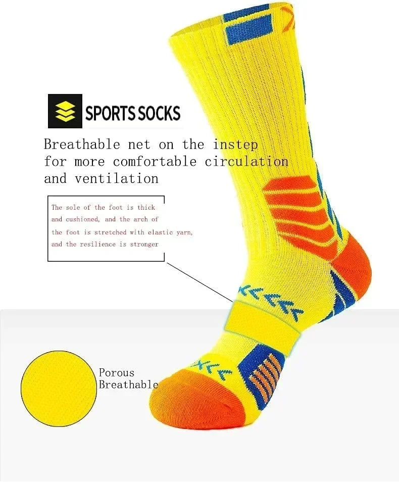 3Pairs Sport Running Socks Athletic Breathable Mesh Thick Compression Basketball Socks Sweat Absorb Professional Cycling Socks