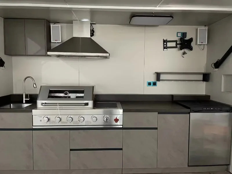 Custom Outdoor Kitchen for Sale BBQ Grill Camping BBQ Kitchen Outdoor Set Outdoor Kitchen Cabinets Island Modern Grey Kitchen