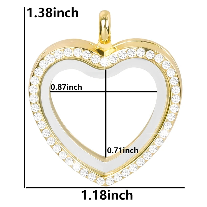 1Pc Punk Heart Round Memory Reliquary Photo Medaillon Pendant Glass Geometric Cremation Ashes Floating Locket кулон Jewelry