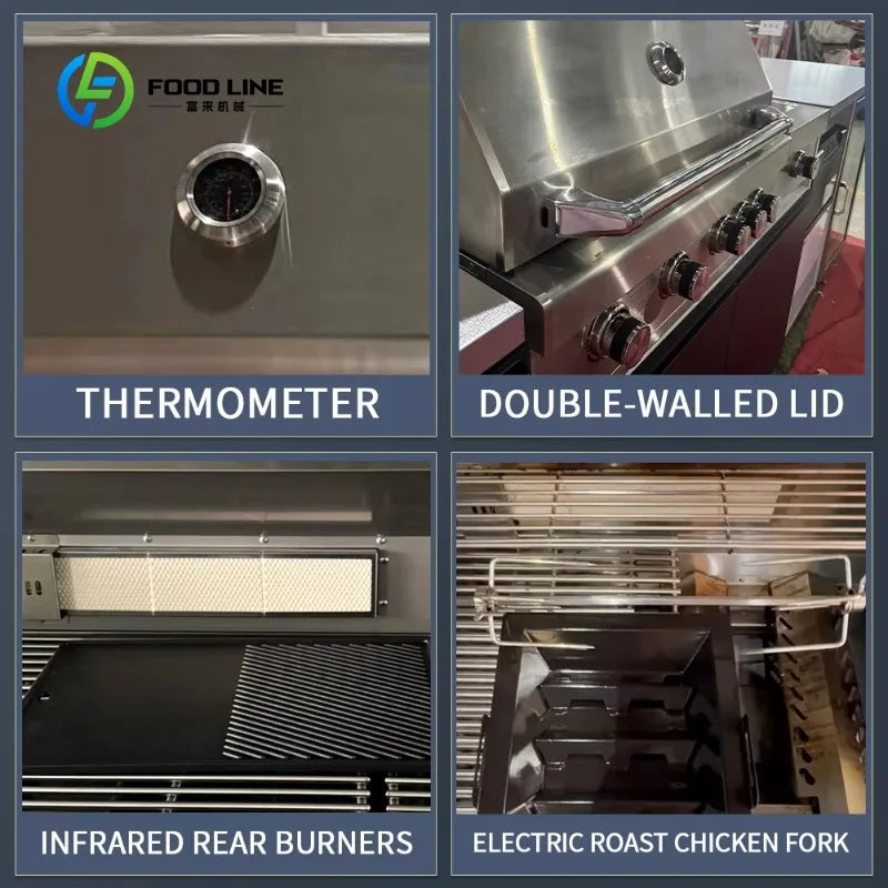 Customized Luxury Stainless Steel Outdoor Kitchen Cabinets with Full Cooking Equipment,Modular Outdoor Kitchen for Garden