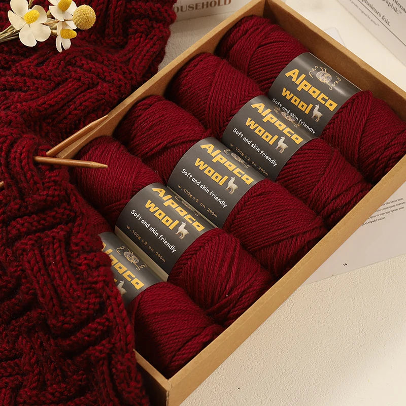 500g Alpaca Wool 245 Chunky Knitting Yarn Multi-Color Autumn and Winter Fashionable Gift for Men and Women DIY Knitting Material Kit for Warm Sweaters, Coats, Scarves, Hats, Gloves, Leg Warmers, Knee Pads Yarn Balls 5Pcs/Pack