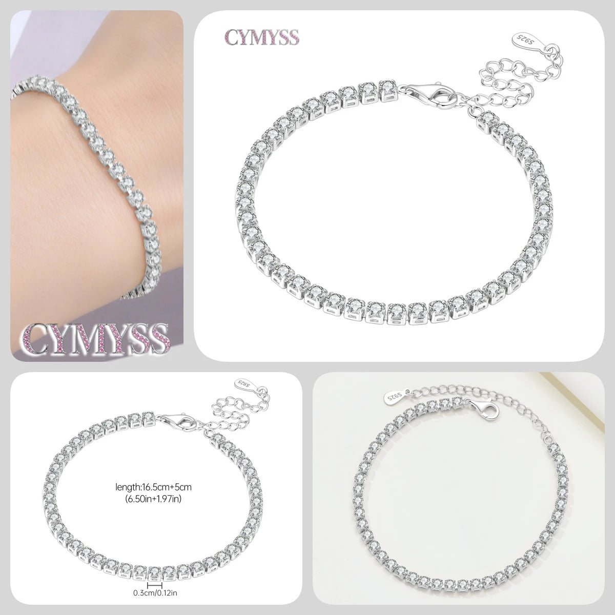 Original 925 Sterling Silver Zirconia Tennis Chain Bracelet for Women Adjustable Gold Color Hot Sale Ideal Birthday Party Gifts